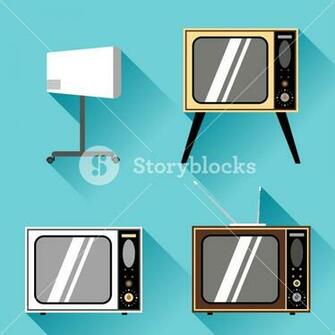 Vector Set Of Retro Tv Icons On The Turquoise Background Royalty