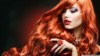 Wallpaper Red Hair Woman X Full HD