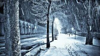 Snow Shower On A City Street At Night HDr High Quality