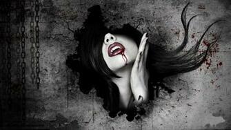 Dark Horror Fantasy Art Gothic Women Vampires Blood Face Wallpaper