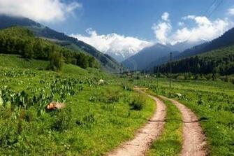 Countryside Road In The Spring Mountains Pixel Nature HD