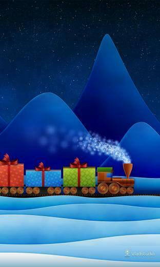 Christmas Train Desktop Wallpaper Vladstudio