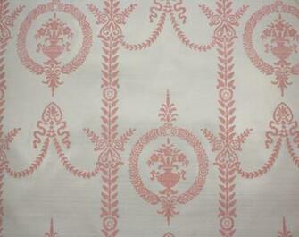 Wallpaper Pink Victorian Flocked Design On White Vintage