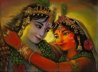 Lord Krishna Radha Handmade Modern Oil Painting Hindu Religious God