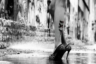 Tattoos Legs Wallpaper High Heels Grayscale