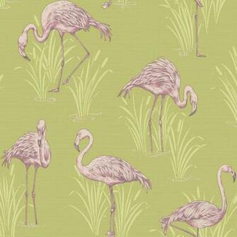 Arthouse Lagoons Flamingos Wallpaper In Green And Pink