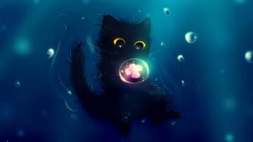 Wallpaper Cat Cute Ball Flower Art For