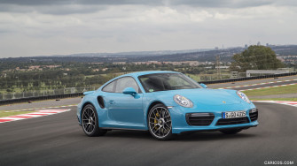 Porsche Turbo S Coupe Color Miami Blue Front Caricos
