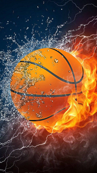 Fire Water Cool Basketball iPhone Wallpaper