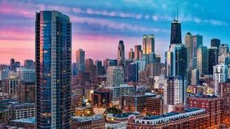 Wallpaper Dawn In Chicago Illinois X