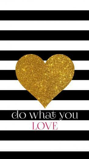 Stripe Gold Heart Do What You Love iPhone Background Phone Wallpaper