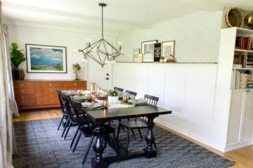 Faux Wainscoting With Picture Ledge And Wallpaper