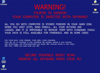 Warning Your Re In Danger Computer Is Infected With Spyware