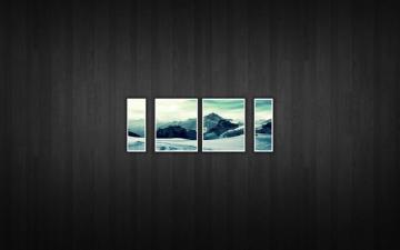 Mountains Landscapes Frames Snow Wooden Floor