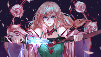 Anime Girl Pink Hair Katana Sword 4k Wallpaper