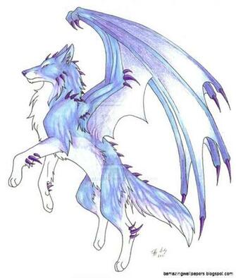 Blue Anime Wolf With Wings Wallpaper Gallery
