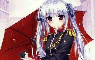 Wallpaper Look Girl The City Rain Umbrella Kitty Knight