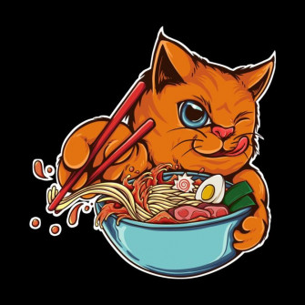 Cat And Ramen Cute Cartoon Wallpaper Illustration Cats