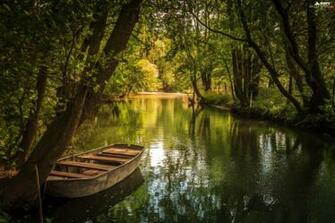 River Es Boat Trees Ships Wallpaper
