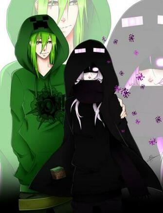 Minecraft Fanart Creeper Boy And Ender Girl By Anjaloveakatsuki On