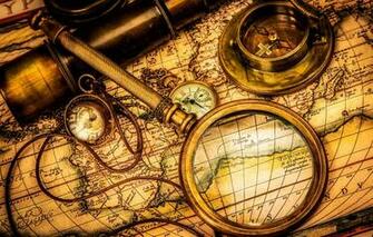 Wallpaper Vintage Romance Compass Watch Adventure Telescope