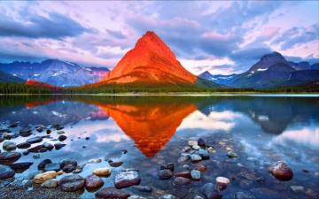Reflection Mount Grinnell Glacier National Park Montana Usa