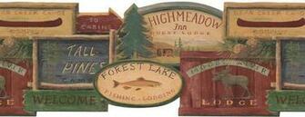 Rustic Lodge Signs Wallpaper Border Murals And Borders