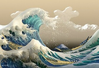 Digital The Great Wave Off Kanagawa Hokusai Wallpaper