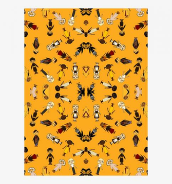 Multicultural Children Orange Background Small Tile