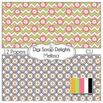 Melissa Digital Papers W Quatrefoil Chevron For Scrapbooking