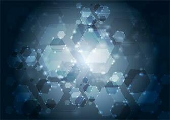 Glowing Hexagon Glass Abstract Background Blur Bokeh