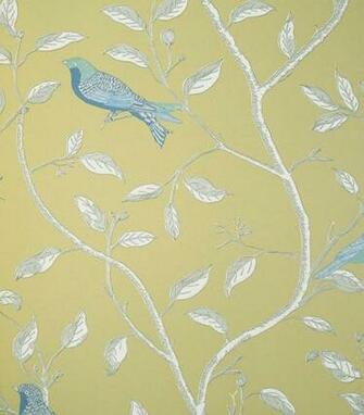 Finches Wallpaper With Blue Birds On Branches A Yellow