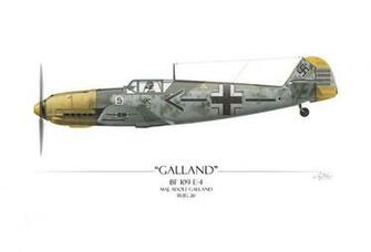 Adolf Galland Messerschmitt Bf White Background Painting By