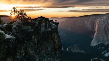 Desktop Wallpaper Cliff Mountain Sunset Valley Nature HD