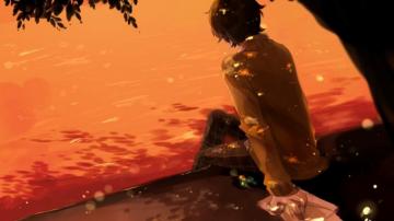 Anime Boy Sunset Tree Wallpaper For Laptop
