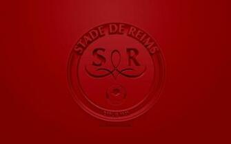 Wallpaper Stade De Reims Creative 3d Logo Dark Red