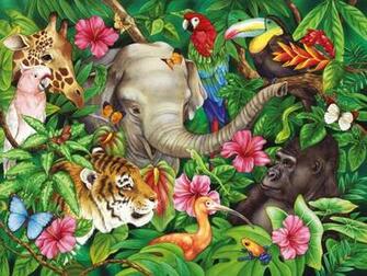 Jungle Animals Two Wallpaper Stock Photos