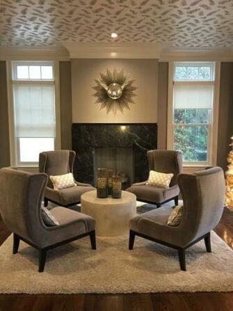 Thibaut Feather Wallpaper On The Ceiling Of This Ansley Park Chat