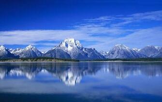 Reflection Mountains Trees Forest Shore Sky Clouds Scenic Wallpaper