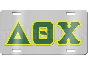 Theta Chi License Plate Description Chrome Mirrored Delta