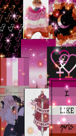 Sparkling Lesbian Aesthetic Collage Wallpaper