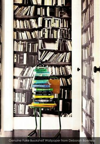 Genuine Fake Bookshelf Wallpaper From Deborah Bowness