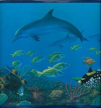 Dolphins Manatee Fish Under The Sea Wallpaper Border
