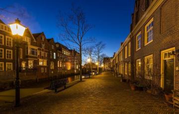 Wallpaper Street The Evening Lights Netherlands Holland