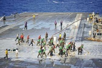 File Us Navy N Br887 Sailors Wash Down The Flight Deck