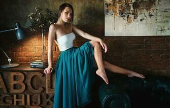 Wallpaper Girl Pose Letters Books Lamp Skirt Picture Legs