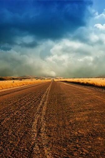 Blue Sky Clouds Country Road iPhone Wallpaper