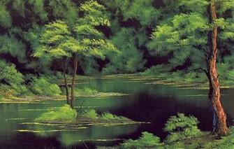 Wallpaper Picture Trees Shore The Bushes Painting Bob