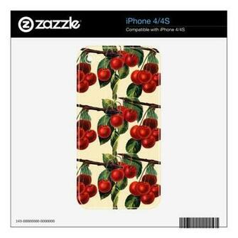 Antique Red Cherry Fruit Wallpaper Design Decals For The iPhone 4s