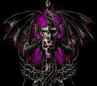Skull Dragon Cross Wallpaper